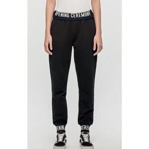 Opening Ceremony Signature Logo Foldover Waist Joggers Black Size Large